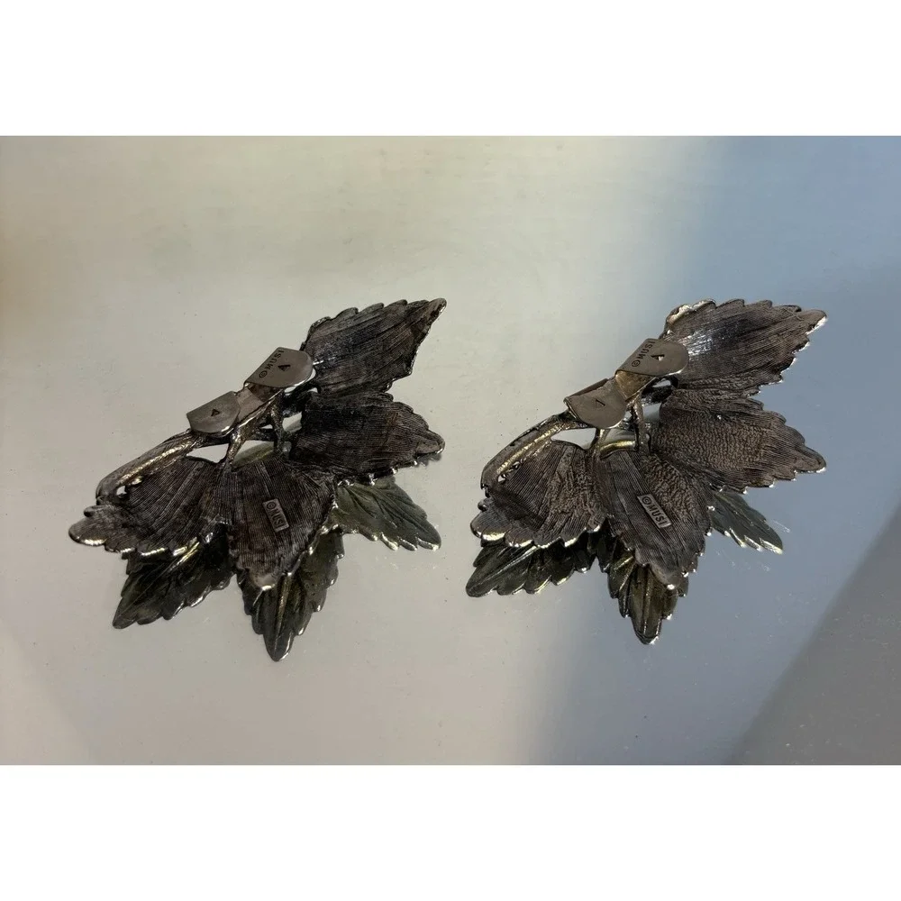 Vintage Musi Dress Shoe Clips Darkened Silver Cut Steel  Leaf 3